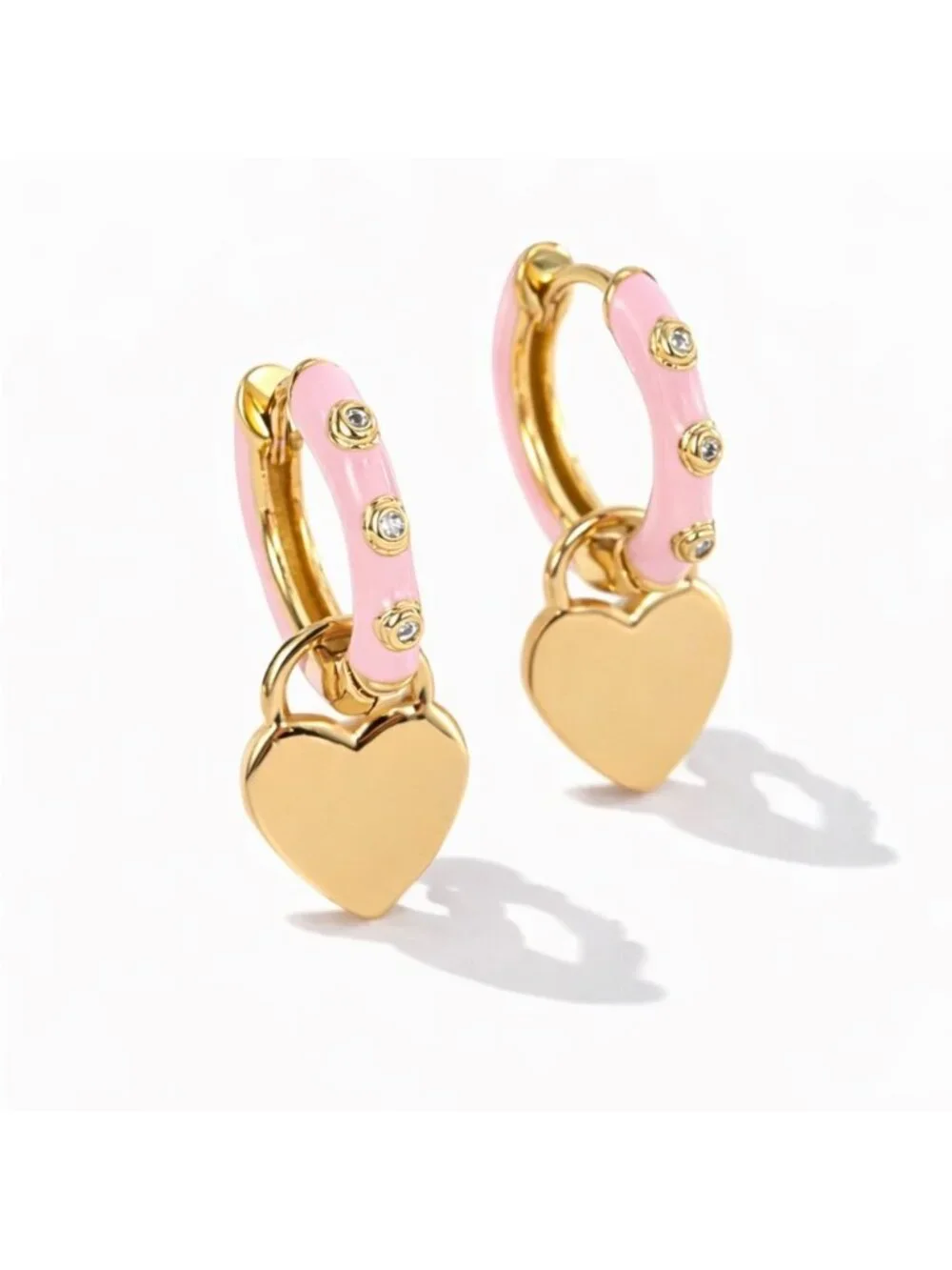 New! Pink Heart Huggie Earrings (3044) NWOT